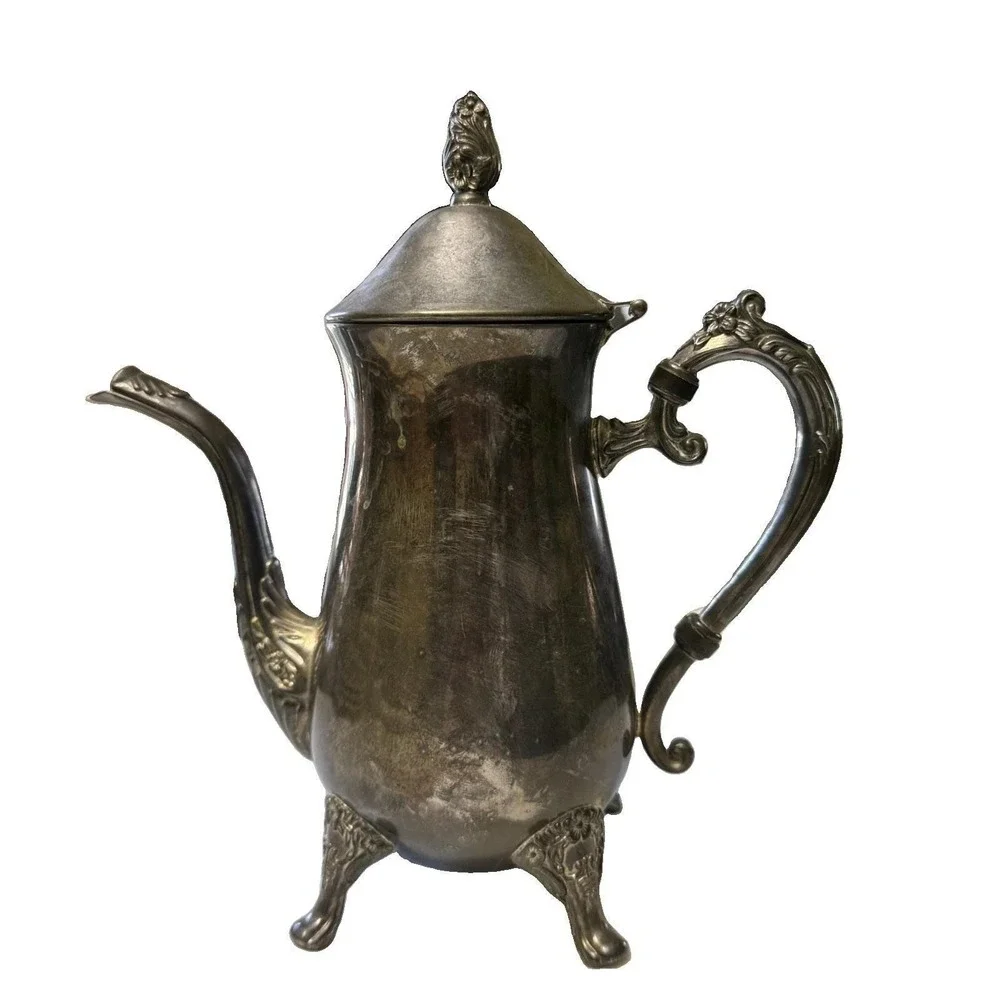 Vintage International Silver Co Silverplate Coffee Tea Pot Ornate Footed 9